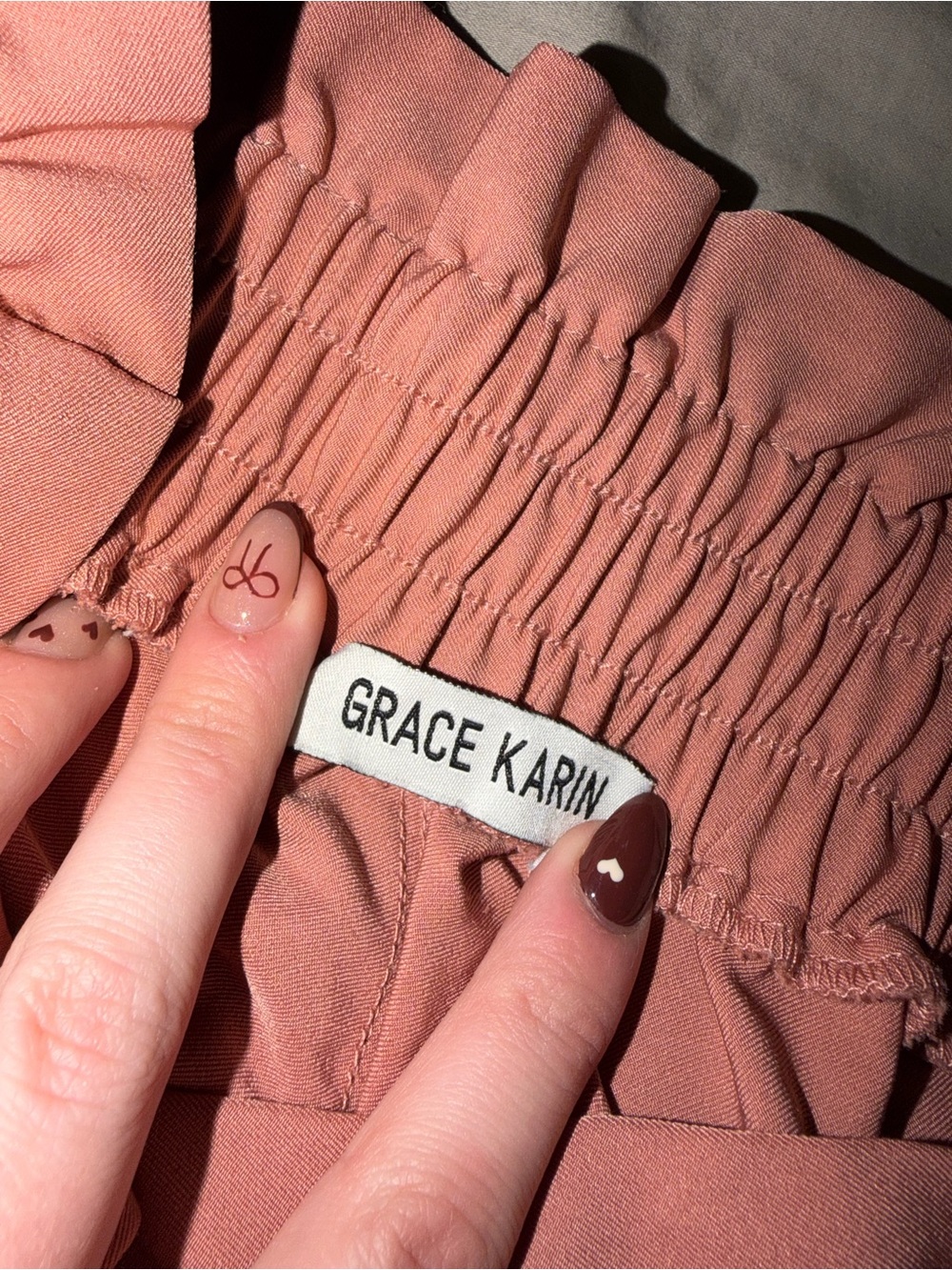Grace Karin Salmon Pink Ruffle Waist Pants